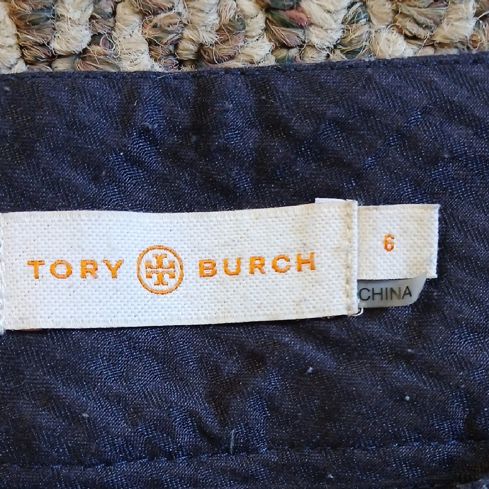 Tory Burch Dark Blue Textured Pants - Picture 2 of 6